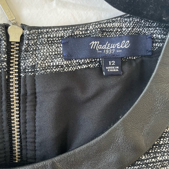 EUC Madewell Tweed Skater Dress With Faux Leather Trim - Picture 5 of 7